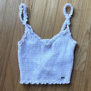 Ruched White Cropped Tank Top